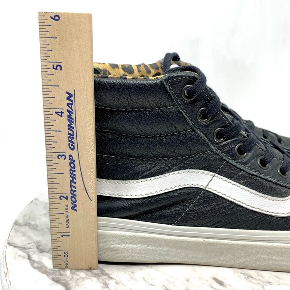 Vans Sk8-Hi Black Leather Lace Up High-Top Sneakers 7.5 Grunge Whimsigoth Skater - Picture 13 of 16
